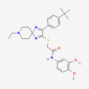 2-((3-(4-(tert-butyl)phenyl)-8-ethyl-1,4,8-triazaspiro[4.5]deca-1,3-dien-2-yl)thio)-N-(3,4-dimethoxyphenyl)acetamide
