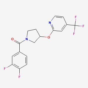 molecular formula C17H13F5N2O2 B2383089 (3,4-Difluorophenyl)(3-((4-(trifluoromethyl)pyridin-2-yl)oxy)pyrrolidin-1-yl)methanone CAS No. 2034622-12-1