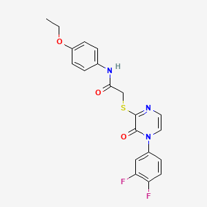 molecular formula C20H17F2N3O3S B2383098 2-((4-(3,4-difluorophenyl)-3-oxo-3,4-dihydropyrazin-2-yl)thio)-N-(4-ethoxyphenyl)acetamide CAS No. 899759-73-0
