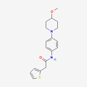 molecular formula C18H22N2O2S B2383101 N-(4-(4-methoxypiperidin-1-yl)phenyl)-2-(thiophen-2-yl)acetamide CAS No. 1797700-87-8