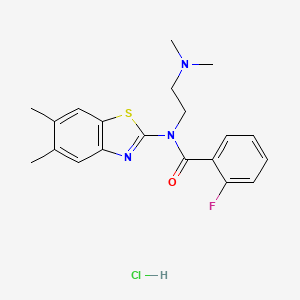 molecular formula C20H23ClFN3OS B2383103 N-(2-(二甲氨基)乙基)-N-(5,6-二甲基苯并[d]噻唑-2-基)-2-氟苯甲酰胺盐酸盐 CAS No. 1216580-75-4
