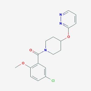 molecular formula C17H18ClN3O3 B2383104 (5-Chloro-2-methoxyphenyl)(4-(pyridazin-3-yloxy)piperidin-1-yl)methanone CAS No. 1448134-35-7