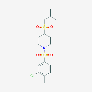 molecular formula C16H24ClNO4S2 B2383105 1-((3-Chloro-4-methylphenyl)sulfonyl)-4-(isobutylsulfonyl)piperidine CAS No. 1706414-98-3