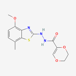 N'-(4-methoxy-7-methylbenzo[d]thiazol-2-yl)-5,6-dihydro-1,4-dioxine-2-carbohydrazide