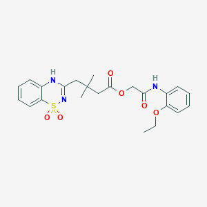 molecular formula C23H27N3O6S B2383108 2-((2-ethoxyphenyl)amino)-2-oxoethyl 4-(1,1-dioxido-2H-benzo[e][1,2,4]thiadiazin-3-yl)-3,3-dimethylbutanoate CAS No. 896703-81-4