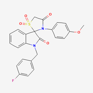 molecular formula C24H19FN2O5S B2383114 1-(4-fluorobenzyl)-3'-(4-methoxyphenyl)-4'H-spiro[indole-3,2'-[1,3]thiazolidine]-2,4'(1H)-dione 1',1'-dioxide CAS No. 894875-79-7