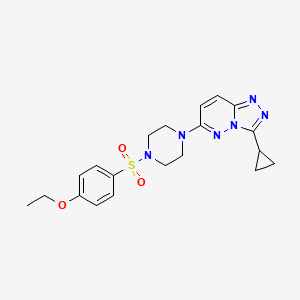 molecular formula C20H24N6O3S B2383115 3-Cyclopropyl-6-(4-((4-ethoxyphenyl)sulfonyl)piperazin-1-yl)-[1,2,4]triazolo[4,3-b]pyridazine CAS No. 1060229-36-8