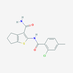 molecular formula C16H15ClN2O2S B238312 2-[(2-chloro-4-methylbenzoyl)amino]-5,6-dihydro-4H-cyclopenta[b]thiophene-3-carboxamide 
