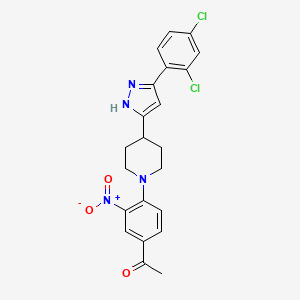 1-(4-{4-[5-(2,4-dichlorophenyl)-1H-pyrazol-3-yl]piperidino}-3-nitrophenyl)-1-ethanone