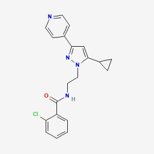 2-chloro-N-(2-(5-cyclopropyl-3-(pyridin-4-yl)-1H-pyrazol-1-yl)ethyl)benzamide
