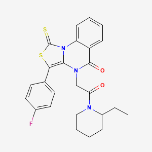 molecular formula C25H24FN3O2S2 B2383132 4-(2-(2-ethylpiperidin-1-yl)-2-oxoethyl)-3-(4-fluorophenyl)-1-thioxo-1H-thiazolo[3,4-a]quinazolin-5(4H)-one CAS No. 866810-68-6