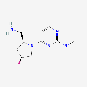 molecular formula C11H18FN5 B2383137 4-[(2S,4S)-2-(aminomethyl)-4-fluoropyrrolidin-1-yl]-N,N-dimethylpyrimidin-2-amine CAS No. 1820571-39-8