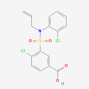 molecular formula C16H13Cl2NO4S B2383138 4-Chloro-3-[(2-chlorophenyl)(prop-2-en-1-yl)sulfamoyl]benzoic acid CAS No. 380436-74-8