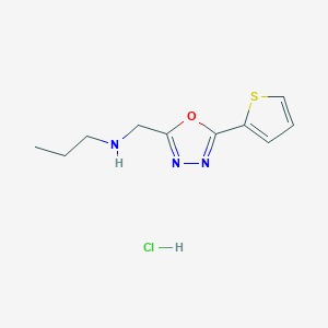 molecular formula C10H14ClN3OS B2383142 Propyl({[5-(thiophen-2-yl)-1,3,4-oxadiazol-2-yl]methyl})amine hydrochloride CAS No. 1052543-68-6