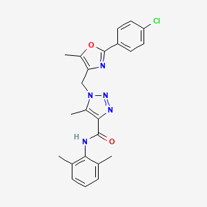 molecular formula C23H22ClN5O2 B2383172 1-{[2-(4-chlorophenyl)-5-methyl-1,3-oxazol-4-yl]methyl}-N-(2,6-dimethylphenyl)-5-methyl-1H-1,2,3-triazole-4-carboxamide CAS No. 1261018-84-1