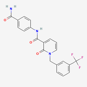 molecular formula C21H16F3N3O3 B2383177 N-(4-氨基苯甲酰苯)-2-氧代-1-(3-(三氟甲基)苄基)-1,2-二氢吡啶-3-甲酰胺 CAS No. 946254-40-6