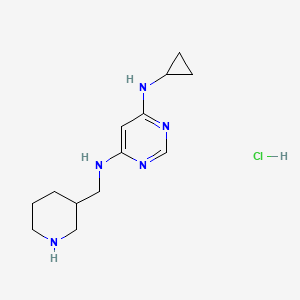 molecular formula C13H22ClN5 B2383182 N4-Cyclopropyl-N6-(piperidin-3-ylmethyl)pyrimidine-4,6-diamine hydrochloride CAS No. 1353980-49-0
