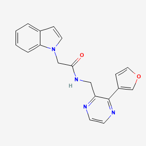 molecular formula C19H16N4O2 B2383183 N-((3-(furan-3-yl)pyrazin-2-yl)methyl)-2-(1H-indol-1-yl)acetamide CAS No. 2034423-37-3