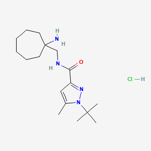 molecular formula C17H31ClN4O B2383186 N-[(1-Aminocycloheptyl)methyl]-1-tert-butyl-5-methylpyrazole-3-carboxamide;hydrochloride CAS No. 1579827-59-0