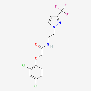 molecular formula C14H12Cl2F3N3O2 B2383187 2-(2,4-dichlorophenoxy)-N-(2-(3-(trifluoromethyl)-1H-pyrazol-1-yl)ethyl)acetamide CAS No. 1448077-79-9