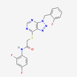molecular formula C19H13F3N6OS B2383229 N-(2,4-二氟苯基)-2-((3-(2-氟苄基)-3H-[1,2,3]三唑并[4,5-d]嘧啶-7-基)硫代)乙酰胺 CAS No. 863458-58-6