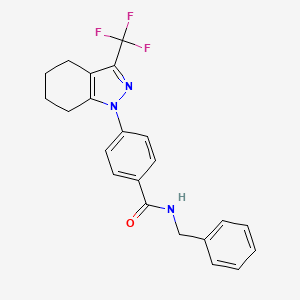 molecular formula C22H20F3N3O B2383249 N-benzyl-4-[3-(trifluoromethyl)-4,5,6,7-tetrahydroindazol-1-yl]benzamide CAS No. 620543-83-1