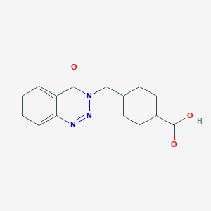 molecular formula C15H17N3O3 B2383265 trans-4-[(4-oxo-1,2,3-benzotriazin-3(4H)-yl)methyl]cyclohexanecarboxylic acid CAS No. 887833-43-4
