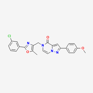 molecular formula C24H19ClN4O3 B2383291 5-((2-(3-chlorophenyl)-5-methyloxazol-4-yl)methyl)-2-(4-methoxyphenyl)pyrazolo[1,5-a]pyrazin-4(5H)-one CAS No. 941899-21-4