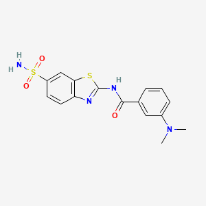 molecular formula C16H16N4O3S2 B2383296 3-(dimethylamino)-N-(6-sulfamoyl-1,3-benzothiazol-2-yl)benzamide CAS No. 881452-56-8