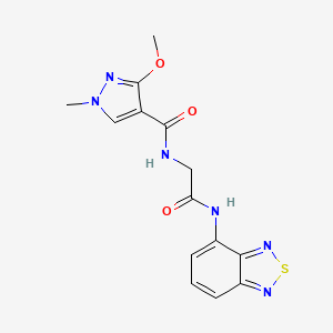 molecular formula C14H14N6O3S B2383306 N-(2-(benzo[c][1,2,5]thiadiazol-4-ylamino)-2-oxoethyl)-3-methoxy-1-methyl-1H-pyrazole-4-carboxamide CAS No. 1251684-94-2