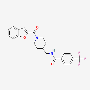 molecular formula C23H21F3N2O3 B2383312 N-((1-(benzofuran-2-carbonyl)piperidin-4-yl)methyl)-4-(trifluoromethyl)benzamide CAS No. 1234960-24-7