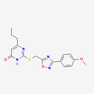 molecular formula C17H18N4O3S B2383319 2-({[3-(4-Methoxyphenyl)-1,2,4-oxadiazol-5-yl]methyl}sulfanyl)-6-propyl-4-pyrimidinol CAS No. 946371-61-5