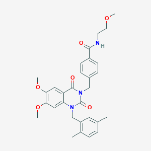 molecular formula C30H33N3O6 B2383323 4-((1-(2,5-dimethylbenzyl)-6,7-dimethoxy-2,4-dioxo-1,2-dihydroquinazolin-3(4H)-yl)methyl)-N-(2-methoxyethyl)benzamide CAS No. 1215394-99-2