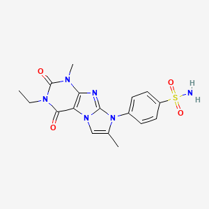 molecular formula C17H18N6O4S B2383325 4-(3-乙基-1,7-二甲基-2,4-二氧代-1,3,5-三氢-4-咪唑并[1,2-h]嘌呤-8-基)苯磺酰胺 CAS No. 938882-41-8