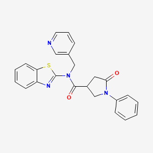 molecular formula C24H20N4O2S B2383341 N-(benzo[d]thiazol-2-yl)-5-oxo-1-phenyl-N-(pyridin-3-ylmethyl)pyrrolidine-3-carboxamide CAS No. 1171627-42-1