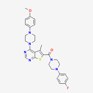 molecular formula C29H31FN6O2S B2383343 (4-(4-Fluorophenyl)piperazin-1-yl)(4-(4-(4-methoxyphenyl)piperazin-1-yl)-5-methylthieno[2,3-d]pyrimidin-6-yl)methanone CAS No. 441721-13-7