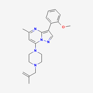 molecular formula C22H27N5O B2383362 3-(2-甲氧基苯基)-5-甲基-7-(4-(2-甲基烯丙基)哌嗪-1-基)吡唑并[1,5-a]嘧啶 CAS No. 902316-43-2