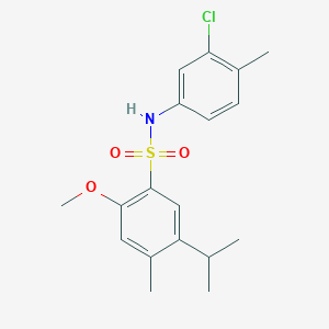 molecular formula C18H22ClNO3S B2383368 N-(3-Chloro-4-methylphenyl)-2-methoxy-4-methyl-5-propan-2-ylbenzenesulfonamide CAS No. 2415499-59-9