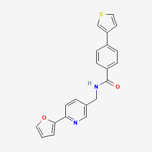 molecular formula C21H16N2O2S B2383369 N-((6-(furan-2-yl)pyridin-3-yl)methyl)-4-(thiophen-3-yl)benzamide CAS No. 2034434-38-1