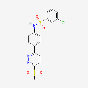 molecular formula C17H14ClN3O4S2 B2383374 3-氯-N-(4-(6-(甲基磺酰基)嘧啶-3-基)苯基)苯磺酰胺 CAS No. 921585-67-3