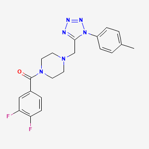 molecular formula C20H20F2N6O B2383377 (3,4-二氟苯基)(4-((1-(对甲苯基)-1H-四唑-5-基)甲基)哌嗪-1-基)甲酮 CAS No. 1049486-46-5