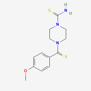 molecular formula C13H17N3OS2 B2383378 4-(4-甲氧基苯甲硫酰基)哌嗪-1-甲硫酰胺 CAS No. 868153-22-4