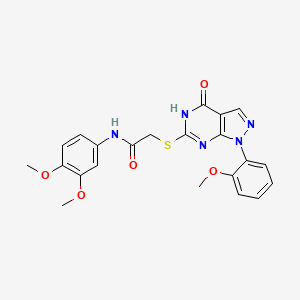 molecular formula C22H21N5O5S B2383398 N-(3,4-二甲氧基苯基)-2-((1-(2-甲氧基苯基)-4-氧代-4,5-二氢-1H-吡唑并[3,4-d]嘧啶-6-基)硫代)乙酰胺 CAS No. 946200-86-8