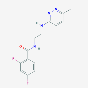 molecular formula C14H14F2N4O B2383399 2,4-二氟-N-(2-((6-甲基吡哒嗪-3-基)氨基)乙基)苯甲酰胺 CAS No. 1170932-62-3
