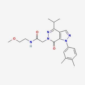 molecular formula C21H27N5O3 B2383400 2-(1-(3,4-二甲苯基)-4-异丙基-7-氧代-1H-吡唑并[3,4-d]嘧啶-6(7H)-基)-N-(2-甲氧基乙基)乙酰胺 CAS No. 946253-88-9