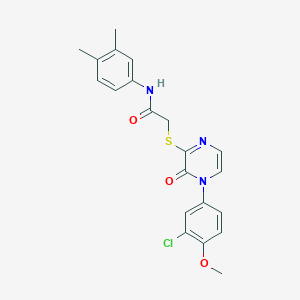molecular formula C21H20ClN3O3S B2383401 2-((4-(3-氯-4-甲氧基苯基)-3-氧代-3,4-二氢吡嗪-2-基)硫代)-N-(3,4-二甲基苯基)乙酰胺 CAS No. 899987-85-0