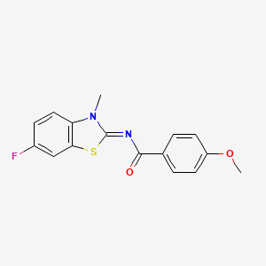 molecular formula C16H13FN2O2S B2383403 (E)-N-(6-fluoro-3-methylbenzo[d]thiazol-2(3H)-ylidene)-4-methoxybenzamide CAS No. 441291-21-0