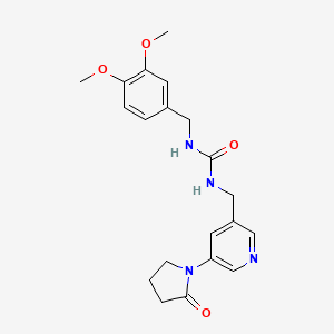 molecular formula C20H24N4O4 B2383418 1-[(3,4-Dimethoxyphenyl)methyl]-3-{[5-(2-oxopyrrolidin-1-yl)pyridin-3-yl]methyl}urea CAS No. 2097927-39-2