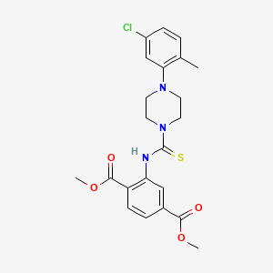 molecular formula C22H24ClN3O4S B2383469 2-({[4-(5-氯-2-甲苯基)-1-哌嗪基]碳硫代酰}氨基)对苯二甲酸二甲酯 CAS No. 717875-12-2