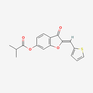 molecular formula C17H14O4S B2383482 (Z)-3-oxo-2-(thiophen-2-ylmethylene)-2,3-dihydrobenzofuran-6-yl isobutyrate CAS No. 622823-62-5